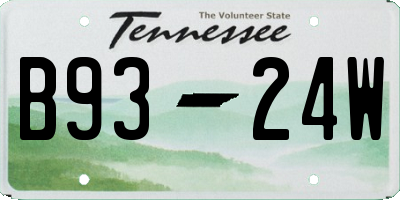 TN license plate B9324W