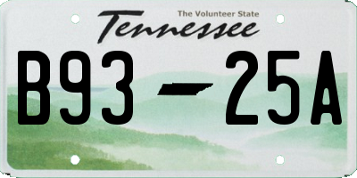 TN license plate B9325A