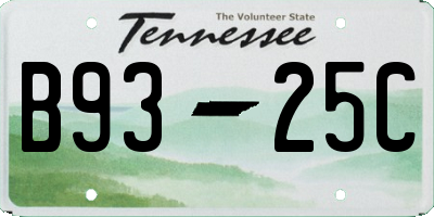 TN license plate B9325C