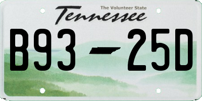TN license plate B9325D