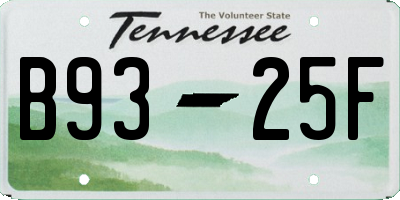TN license plate B9325F