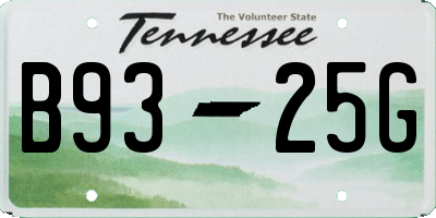 TN license plate B9325G