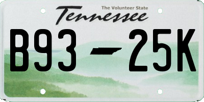 TN license plate B9325K