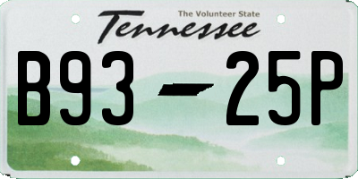 TN license plate B9325P