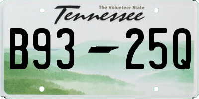 TN license plate B9325Q