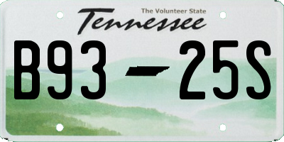 TN license plate B9325S