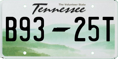 TN license plate B9325T