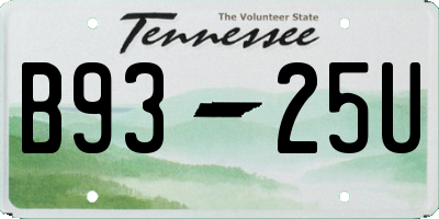 TN license plate B9325U