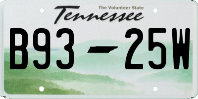 TN license plate B9325W
