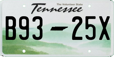 TN license plate B9325X