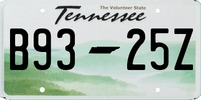 TN license plate B9325Z