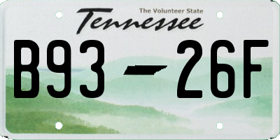 TN license plate B9326F