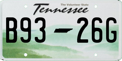 TN license plate B9326G