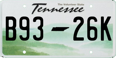 TN license plate B9326K