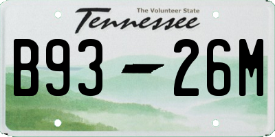 TN license plate B9326M