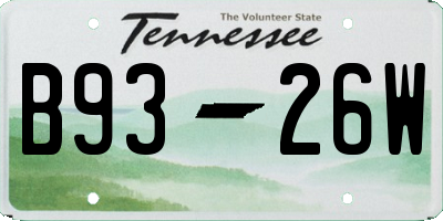 TN license plate B9326W