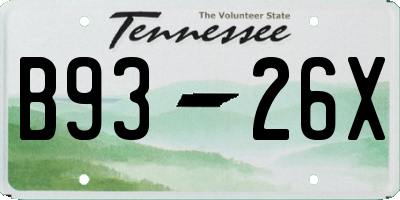 TN license plate B9326X