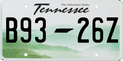 TN license plate B9326Z