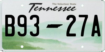 TN license plate B9327A