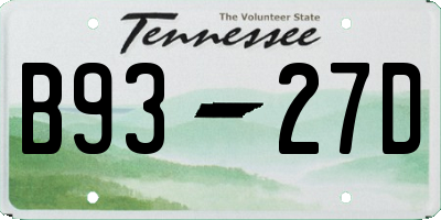 TN license plate B9327D