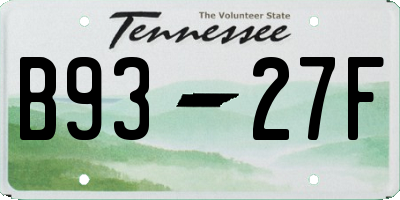 TN license plate B9327F