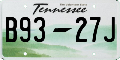 TN license plate B9327J