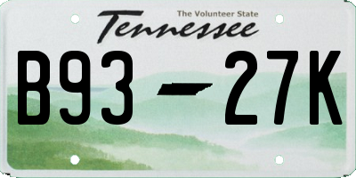 TN license plate B9327K