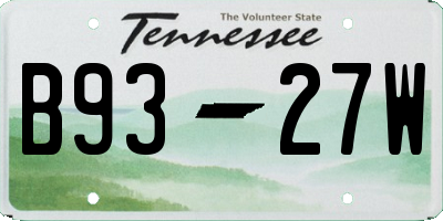TN license plate B9327W