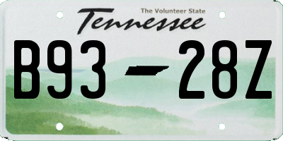 TN license plate B9328Z