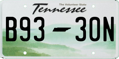 TN license plate B9330N