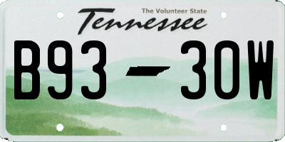 TN license plate B9330W