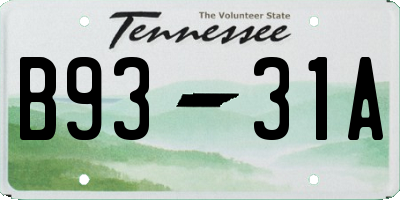 TN license plate B9331A