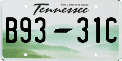 TN license plate B9331C