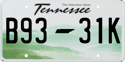 TN license plate B9331K