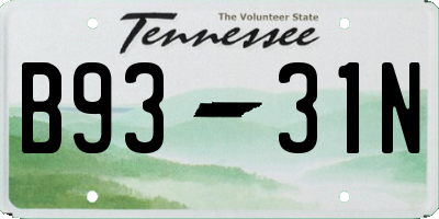 TN license plate B9331N