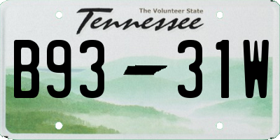 TN license plate B9331W