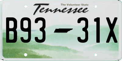 TN license plate B9331X