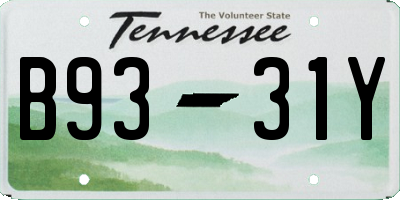 TN license plate B9331Y