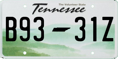 TN license plate B9331Z