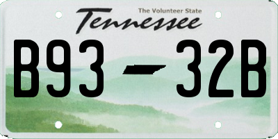 TN license plate B9332B