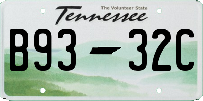 TN license plate B9332C