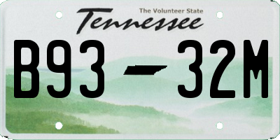TN license plate B9332M
