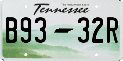 TN license plate B9332R