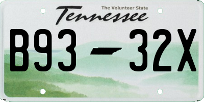 TN license plate B9332X