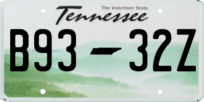 TN license plate B9332Z