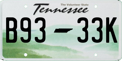 TN license plate B9333K