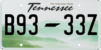 TN license plate B9333Z