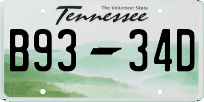 TN license plate B9334D
