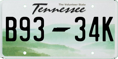 TN license plate B9334K