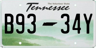 TN license plate B9334Y